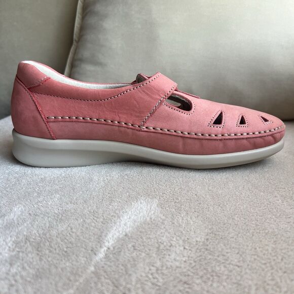 SAS Roamer Coral Pink Nubuck Leather Comfort Walking Loafers Women 7.5 Casual - Picture 3 of 16